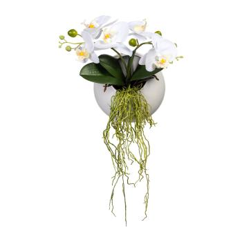 Gasper Umělá orchidej v závěsné váze, 25 cm, bílá