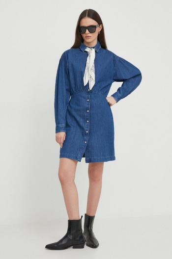 Rifľové šaty Pepe Jeans JULIE tmavomodrá farba, mini, áčkový strih, PL953449