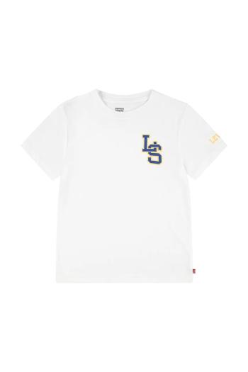 Detské bavlnené tričko Levi's "LS" MONOGRAM TEE biela farba, jednofarebné, 8EL402