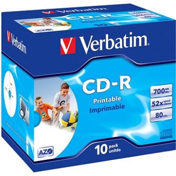 VERBATIM CD-R AZO 700MB, 52x, printable, jewel case 10 ks (43325)