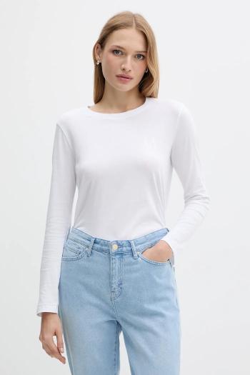 Bavlnené tričko s dlhým rukávom Armani Exchange biela farba, XW001450 AF10356