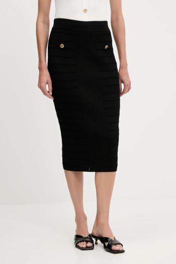 Sukňa Guess EVANGELINE čierna farba, midi, puzdrová, W5YD66 Z0130