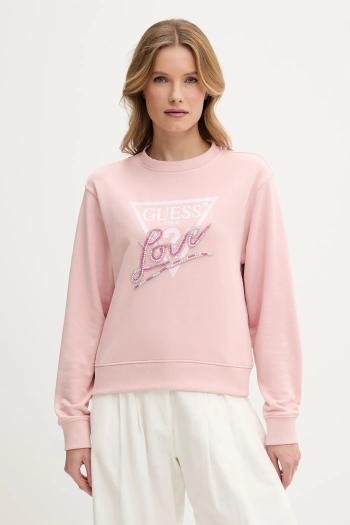 Mikina Guess LOVE ružová farba, s potlačou, W5GQ05 KB683