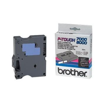 Brother TX-335, 12mm x 15m, biela tlač / čierný podklad, originálna páska