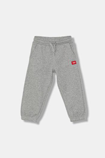 Detské bavlnené tepláky Diesel PXGIN TROUSERS šedá farba, melanžové, J02461