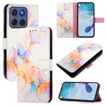 ART MARBLE Peňaženkový kryt pre Motorola Edge 60 / Edge 60 Fusion WHITE ORANGE