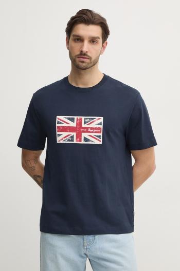 Bavlnené tričko Pepe Jeans UNION TEE pánske, tmavomodrá farba, s potlačou, PM509790