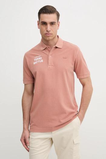 Bavlnené polo tričko Lacoste pánske, oranžová farba, s potlačou, PH0349