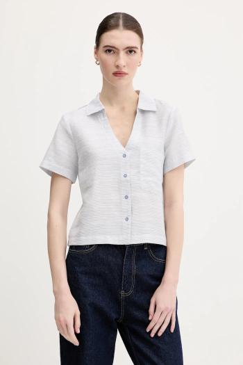 Košeľa s prímesou ľanu United Colors of Benetton regular, s klasickým golierom, 5YPVDQ0BX