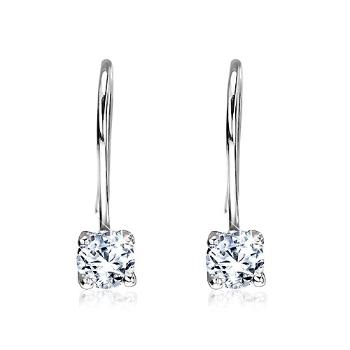 Náušnice zo striebra 925 - číry zirkón na oblom háčiku, 4 mm