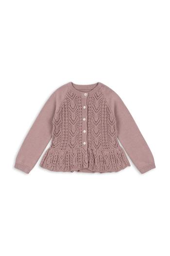 Detský bavlnený kardigan Konges Sløjd CABBY FRILL CARDIGAN GOTS ružová farba, KS102411