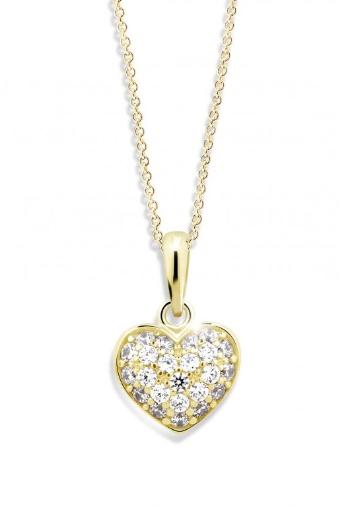 Cutie Jewellery Zlatý prívesok v tvare srdca so zirkónmi Z6307-2409-40-10-X-1