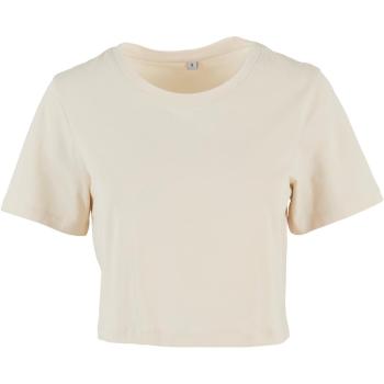 Build Your Brand Dámske crop top tričko s krátkym rukávom - Svetlo piesková | S