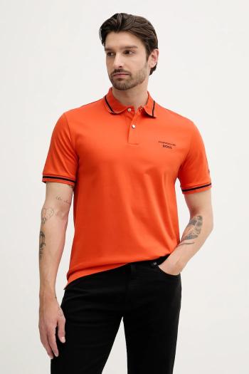 Bavlnené polo tričko BOSS oranžová farba, s nášivkou, 50543257