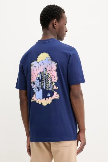 Bavlnené tričko adidas 90S CITY pánske, tmavomodrá farba, s potlačou, JV8450