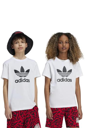 Detské bavlnené tričko adidas Originals TREFOIL TEE biela farba, s potlačou, JE0516