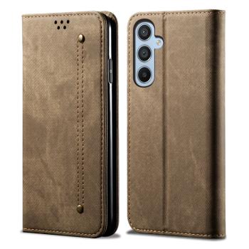DENIM Peňaženkový kryt pre Samsung Galaxy A36 šedohnedý