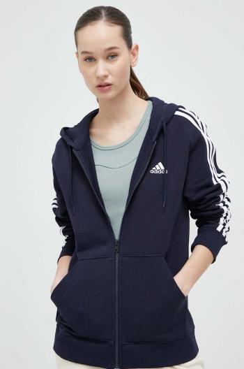 Mikina adidas dámska, tmavomodrá farba, s kapucňou, s nášivkou