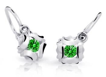 Cutie Jewellery Slušivé detské náušnice z bieleho zlata C2216-10-X-2 zelená