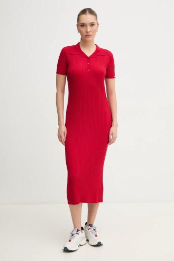 Šaty Pepe Jeans PATRICIA červená farba, midi, priliehavá, PL953730