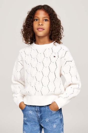 Detský sveter Tommy Hilfiger béžová farba, KG0KG08153