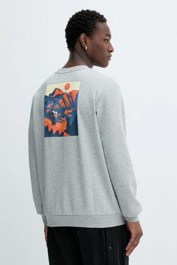 Mikina adidas Doodle Hunt Hike Sweater šedá farba, s potlačou, JM6503