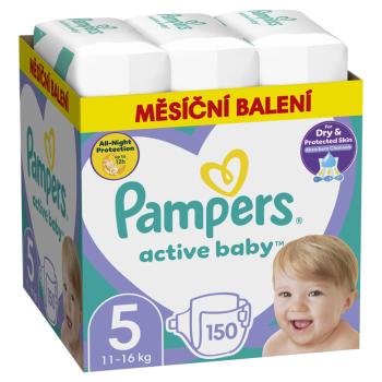 Pampers Active Baby 5 Junior 11-16 kg 150 ks,PAMPERS Active Baby Plienky jednorazové 5 (11-16 kg) 150 ks - MESAČNÁ ZÁSOBA