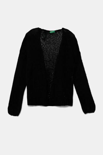 Kardigán s prímesou vlny United Colors of Benetton čierna farba, 136QC601M