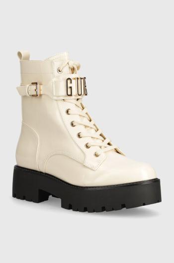 Členkové topánky Guess VAIRES dámske, béžová farba, na platforme, FLTSOM PAT10
