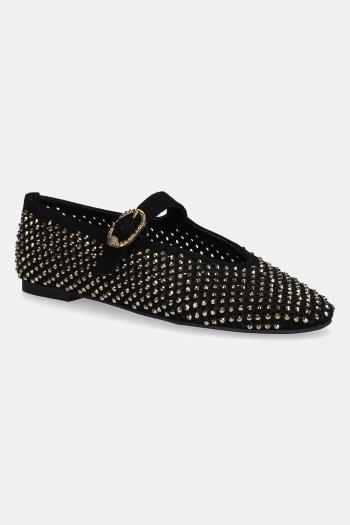 Semišové baleríny Kurt Geiger London Mayfair Ballet Flat čierna farba, 2656309209