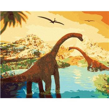 Maľovanie podľa čísel - Krásna krajina s dinosaurami (HRAbz33304nad)