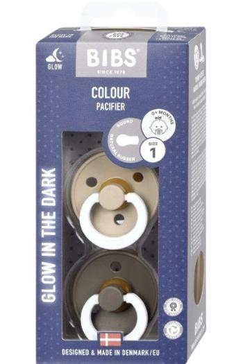 BIBS Colour Cumlíky z prírodného kaučuku - veľkosť 1, Vanilla nočný/Dark Oak nočný 2 ks