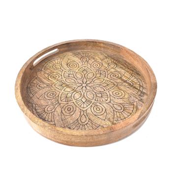 InDecor Tavă din lemn de mango Mandala, 38 x 38 x 4,5 cm