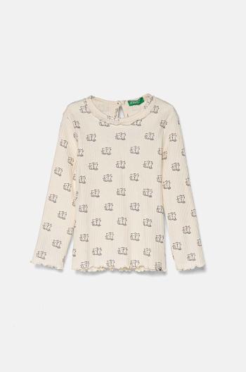 Detské tričko s dlhým rukávom United Colors of Benetton béžová farba, 36LKG10FF
