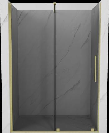 MEXEN/S - Velár posuvné sprchové dvere 150 cm, grafit, zlatá kartáčovaná 871-150-000-41-55