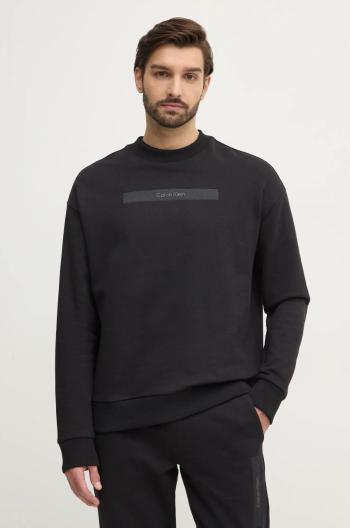 Bavlnená mikina Calvin Klein pánska, čierna farba, s nášivkou, K10K113763