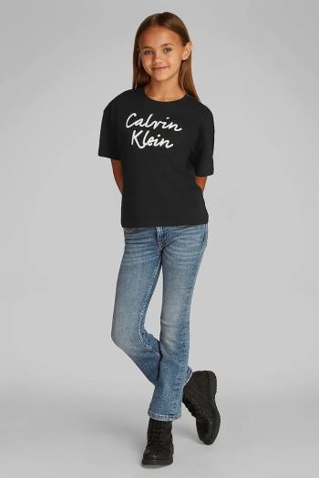 Detské bavlnené tričko Calvin Klein Jeans čierna farba, IG0IG02864