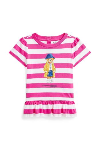 Detské bavlnené tričko Polo Ralph Lauren ružová farba, 310958228001