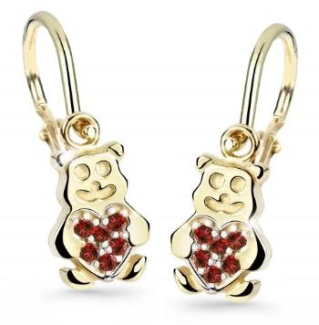 Cutie Jewellery Detské náušnice zo žltého zlata Medvedíky C2751-10-X-1 červená