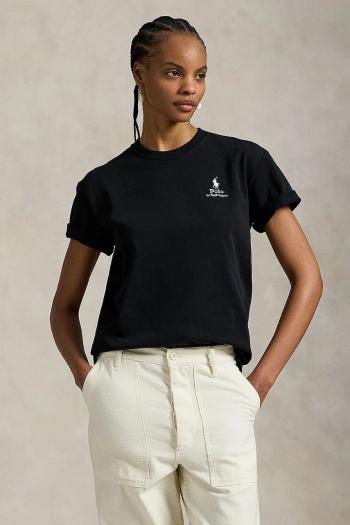 Bavlnené tričko Polo Ralph Lauren dámske, čierna farba, 211971712
