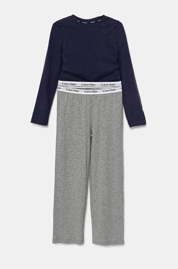Detské bavlnené pyžamo Calvin Klein Underwear šedá farba, jednofarebné, G80G800717