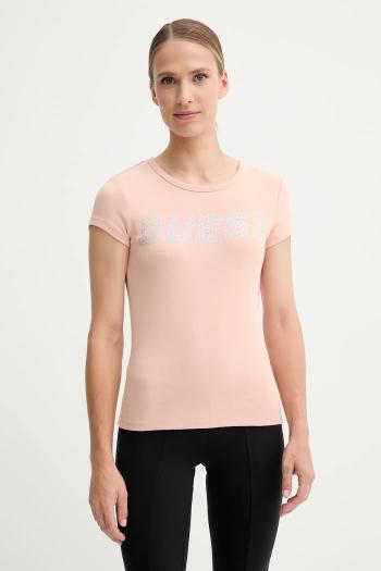 Tričko Guess KIARA dámske, čierna farba, V4BI16 KCIV1