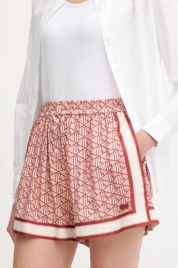 Šortky Lacoste oranžová farba, vzorovaná, vysoký pás, FF0464
