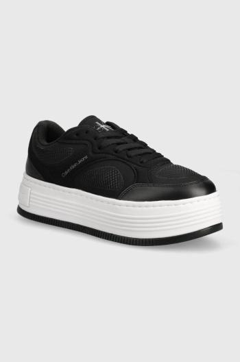 Tenisky Calvin Klein Jeans BOLD PLATF LOW LACE MIX IN MTL čierna farba, YW0YW01471