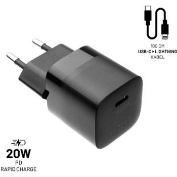 FIXED PD Rapid Charge Mini s USB-C výstupem a USB-C/Lightning kabelem podpora PD 1m MFI 20W černý (FIXC20M-CL-BK)