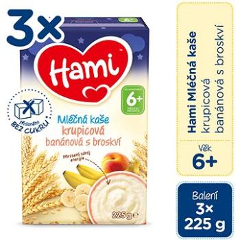 Hami Mliečna kaša krupicová banánová s broskyňou na dobrú noc 3× 225 g (8590340172540)