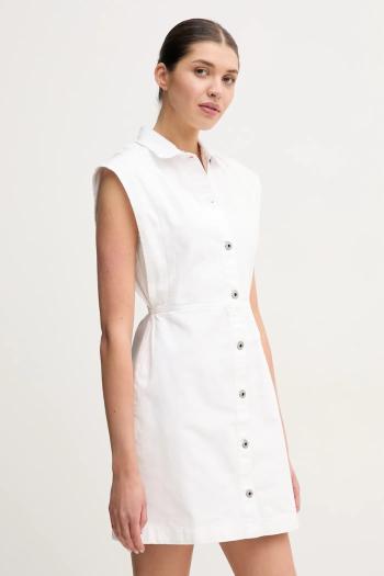 Rifľové šaty Pepe Jeans CHEY WHT biela farba, mini, áčkový strih, PL953721