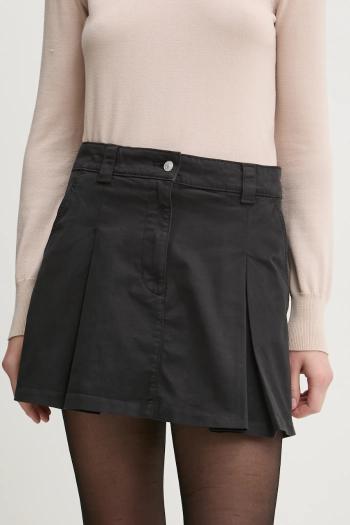 Rifľová sukňa Tommy Jeans čierna farba, mini, áčkový strih, DW0DW19366