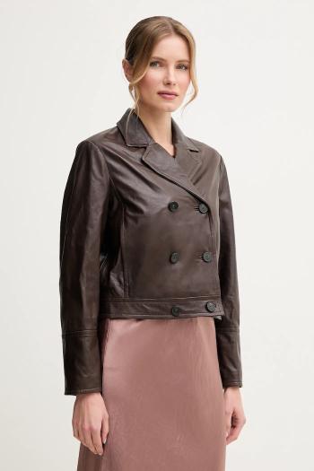 Kožená bunda Weekend Max Mara hnedá farba, prechodná, 2515441021600
