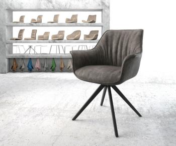 Otočná stolička Keila-Flex s podrúčkami antracitová vintage krížová